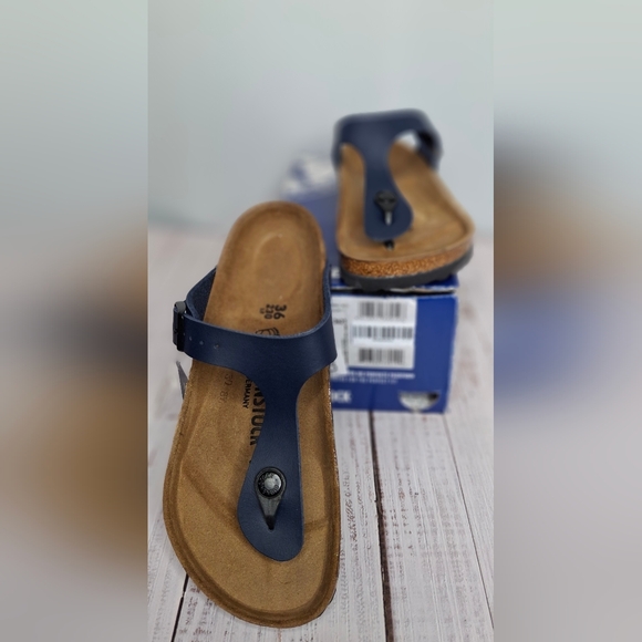 NIB Birkenstock Gizeh Blue Navy Thong Sandals Flip Flops Shoes regular 36/US 5-6 - Picture 2 of 10